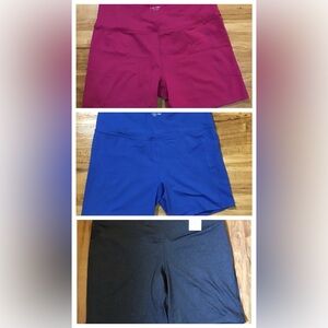 NWT Lot of 3 Crossover Waistband Bike Shorts: 2 Calvin Klein Blue & Pink, 1 Gray